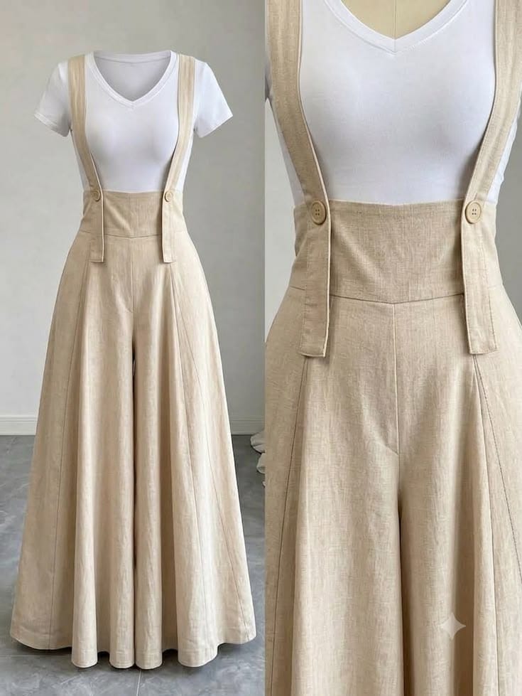 Pantalon de lino con tirantes