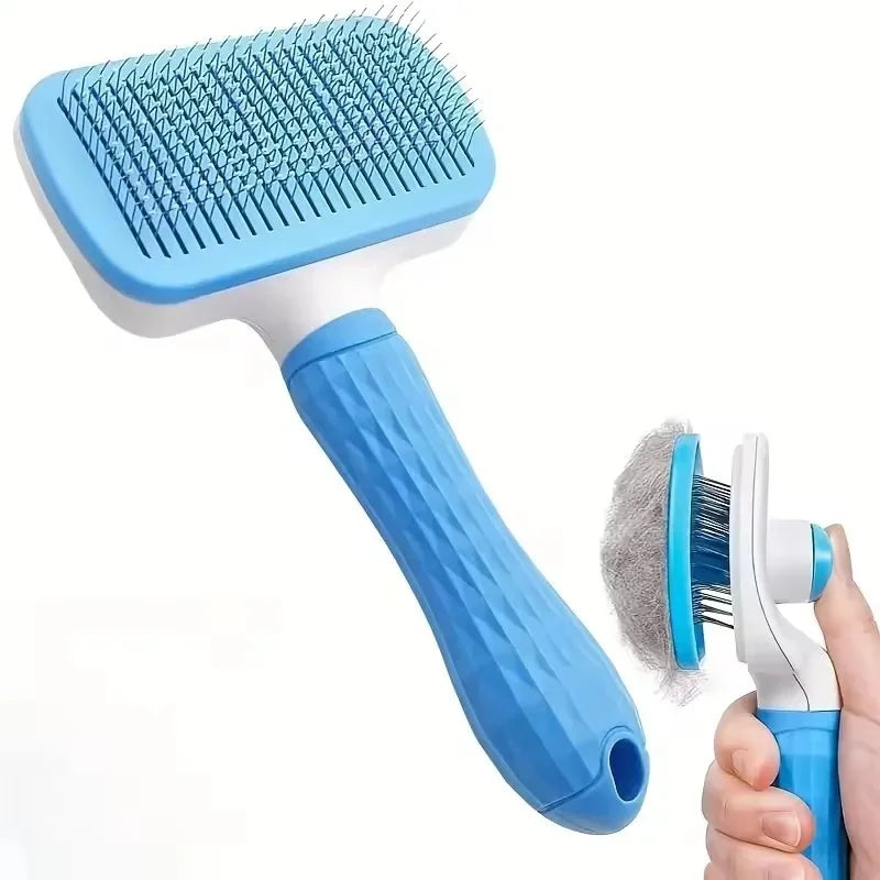 Cepillo Autolimpiante para Perros y Gatos con Botón de Limpieza