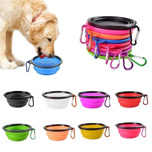 Bol Plegable de Silicona para Mascotas con Mosquetón
