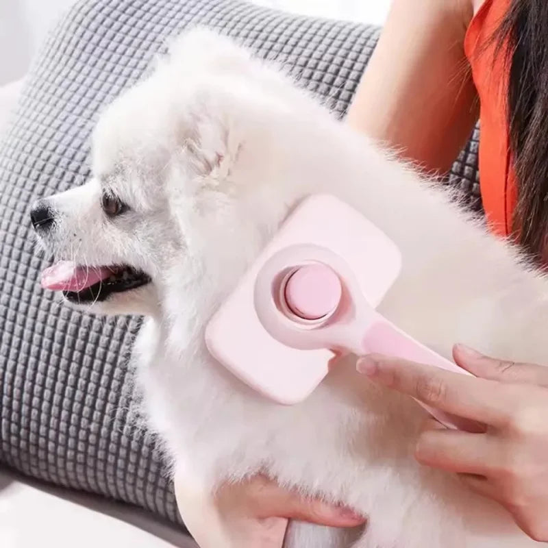 Cepillo Autolimpiante para Perros y Gatos con Botón de Limpieza
