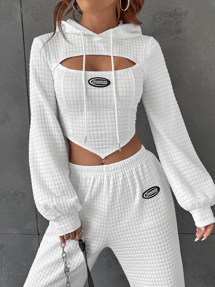 Conjunto blanco texturizado