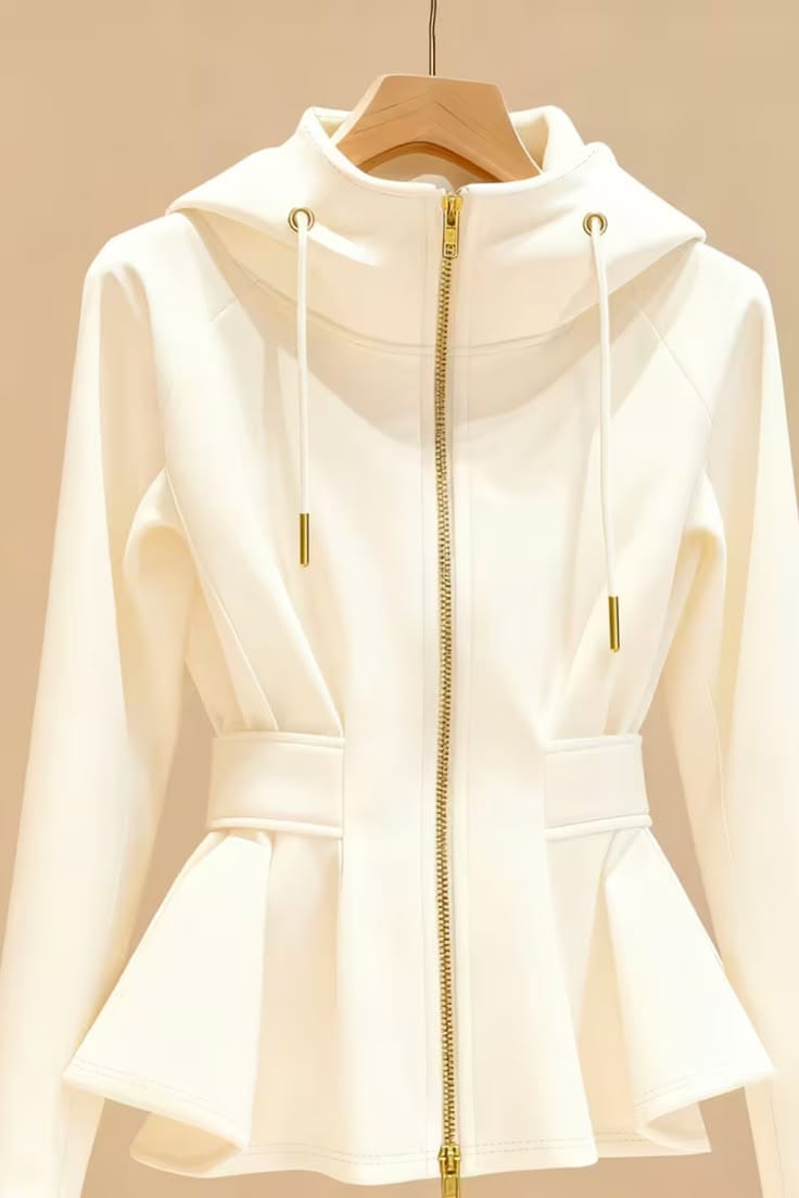 Chaqueta crema con cremallera