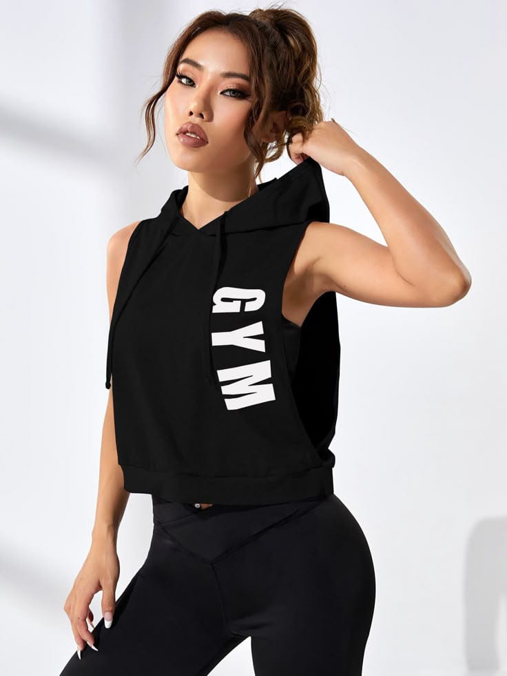 Top GYM negro con capucha